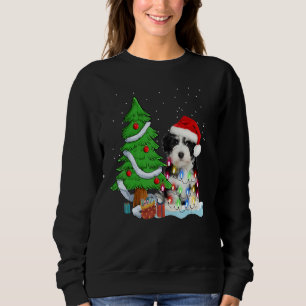 Merry Christmas Tree Light Santa Hat Dog Shih Tzu Sweatshirt