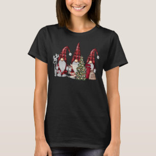 Merry Christmas Tree Light Three Gnomes Buffalo Re T-Shirt