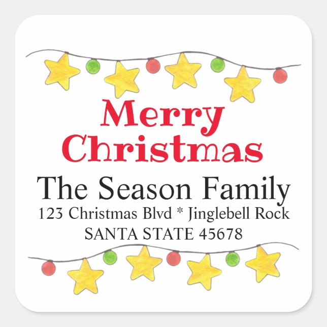 Merry Christmas Tree Lights Envelope seal (Front)