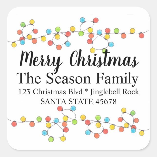 Merry Christmas Tree Lights Envelope seal (Front)