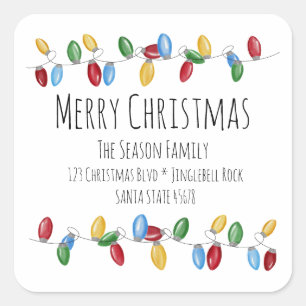 Merry Christmas Tree Lights Envelope seal