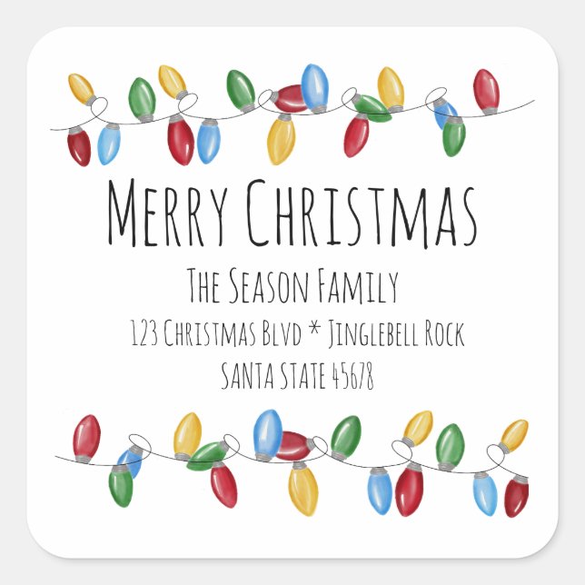 Merry Christmas Tree Lights Envelope seal (Front)