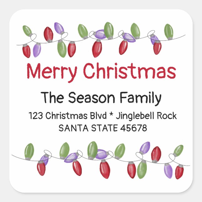 Merry Christmas Tree Lights Envelope seal (Front)