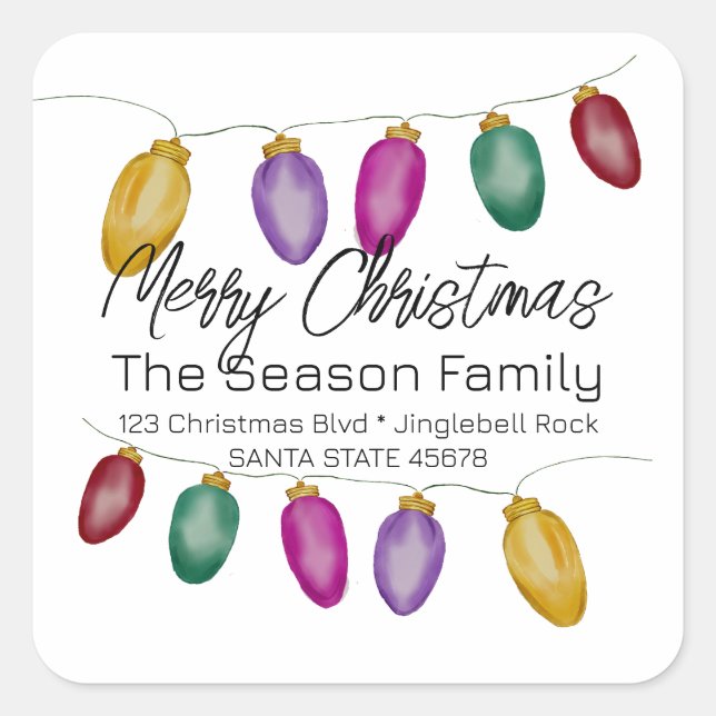 Merry Christmas Tree Lights Envelope seal (Front)