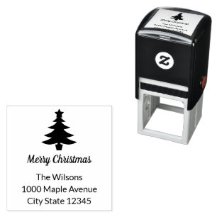 Merry Christmas Tree Name and Return Address Self-inking Stamp