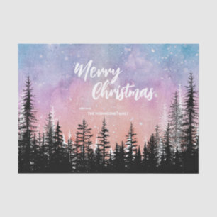 Merry Christmas tree Night gradient script forest Tissue Paper