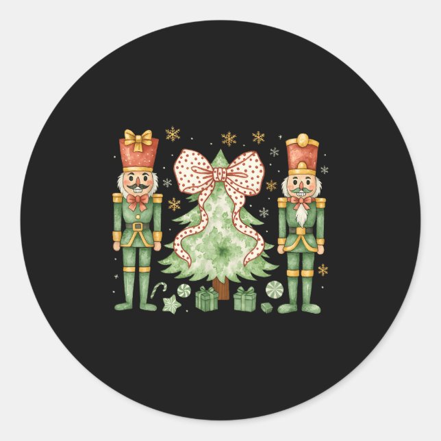 Merry Christmas Tree Nutcracker Ballet Dance Women Classic Round Sticker (Front)