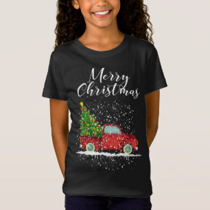 Merry Christmas Tree on Car Xmas Red Truck Vintage T-Shirt