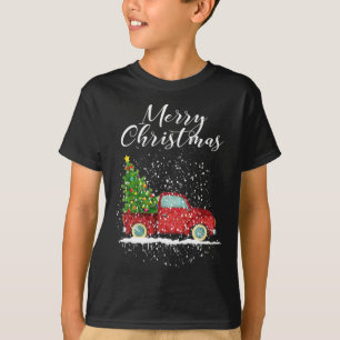 Merry Christmas Tree on Car Xmas Red Truck Vintage T-Shirt