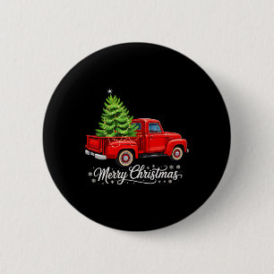 Merry Christmas Tree On Red Truck Wagon Xmas Costu 6 Cm Round Badge