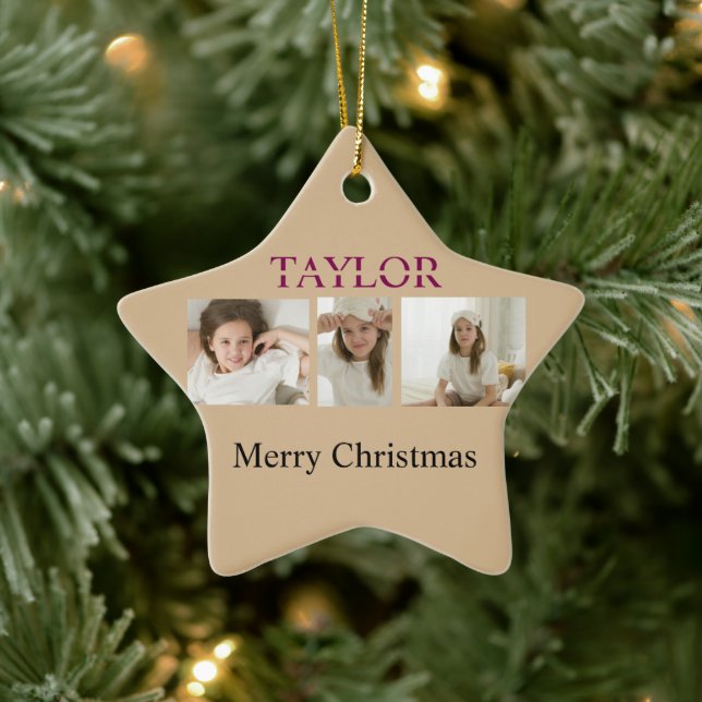 Merry Christmas Tree Ornament – Kid Photo And Name (Tree)