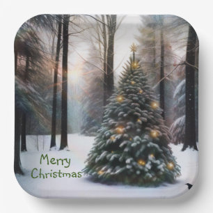 Merry Christmas Tree Paper Plate