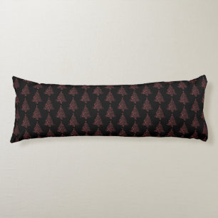Merry Christmas Tree Pattern Black Red Elegant Body Cushion