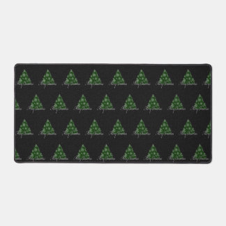 Merry Christmas Tree Pattern Holiday Green Desk Mat