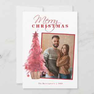 Merry Christmas Tree Photo Holiday Card