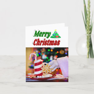 Merry Christmas Tree photo red green typography Holiday Card