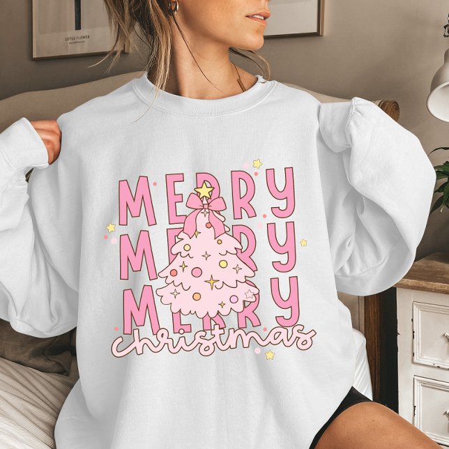 Merry Christmas Tree pink Coquette Sweatshirt (Creator Uploaded)