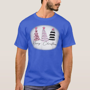 Merry Christmas Tree Pink Leopard, Christmas 2021 T-Shirt