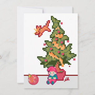 Merry Christmas tree Pixelart, Pixel Art Holiday Card