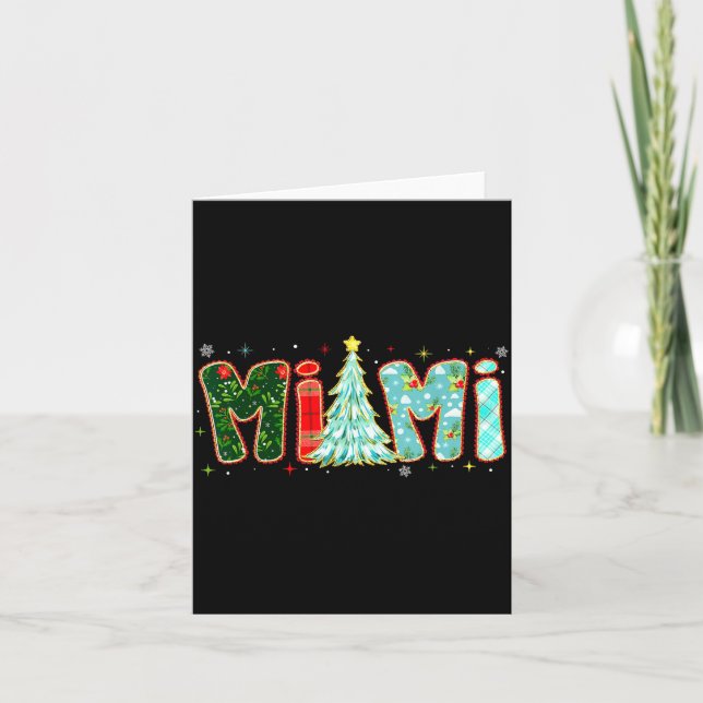 Merry Christmas Tree Plaid Mimi Aesthetic Mom Mama Card (Front)