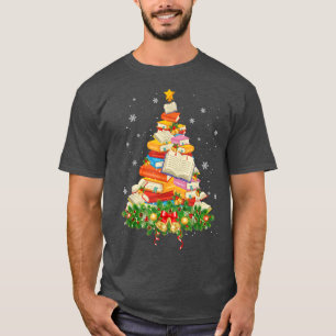Merry Christmas Tree Reading Books Lover Librarian T-Shirt