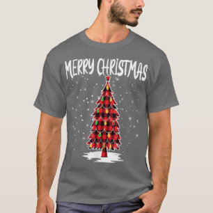 Merry Christmas Tree Red Buffalo Plaid Xmas Pajama T-Shirt