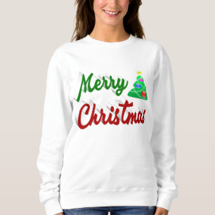 Merry Christmas Tree red green script Sweatshirt
