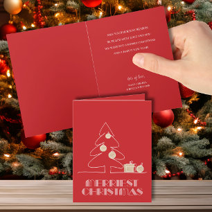 Merry Christmas Tree Red Holiday Card