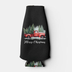 Merry christmas tree red Truck Bottle Cooler