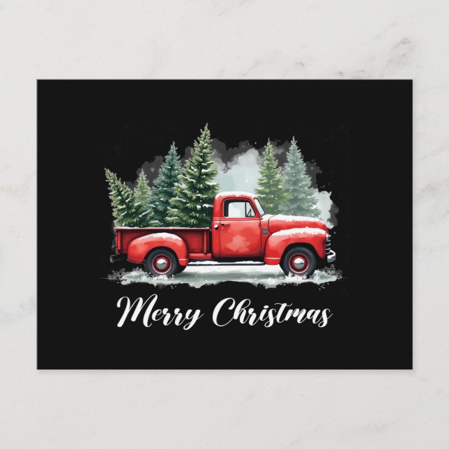 Merry christmas tree red Truck Enclosure Card (Front)