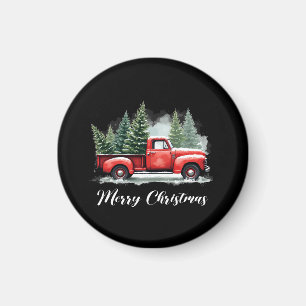 Merry christmas tree red Truck Magnet