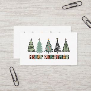Merry Christmas Tree Retro Christmas Business Card