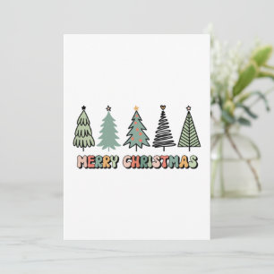 Merry Christmas Tree Retro Christmas Thank You Card