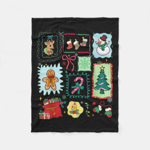 Merry Christmas Tree Santa Gingerbread Coquette Bo Fleece Blanket