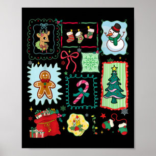 Merry Christmas Tree Santa Gingerbread Coquette Bo Poster