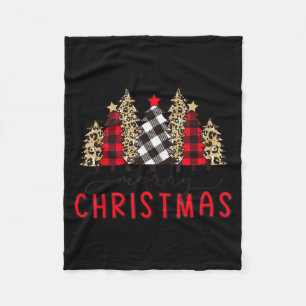 Merry Christmas Tree Shirts Funny Leopard Plaid Pr Fleece Blanket