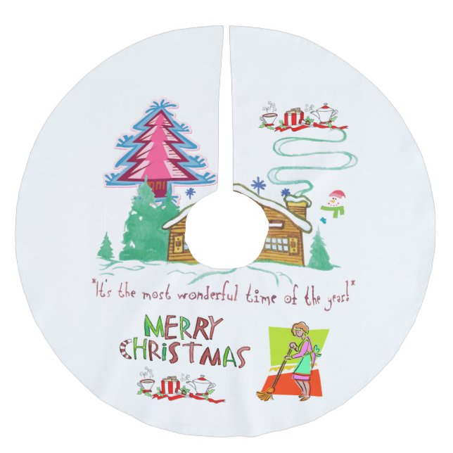 Merry Christmas Tree Skirt Cleaning Lady (Front)