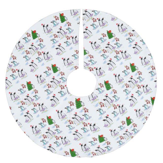 Merry Christmas Tree Skirt Penguin  (Front)