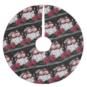 Merry Christmas Tree Skirt Snowman 