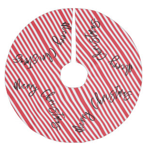 Merry Christmas Tree Skirt Stripe Red & White 