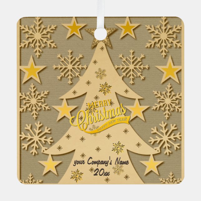 Merry Christmas Tree, Snowflake & Star Silhouettes Metal Tree Decoration (Front)