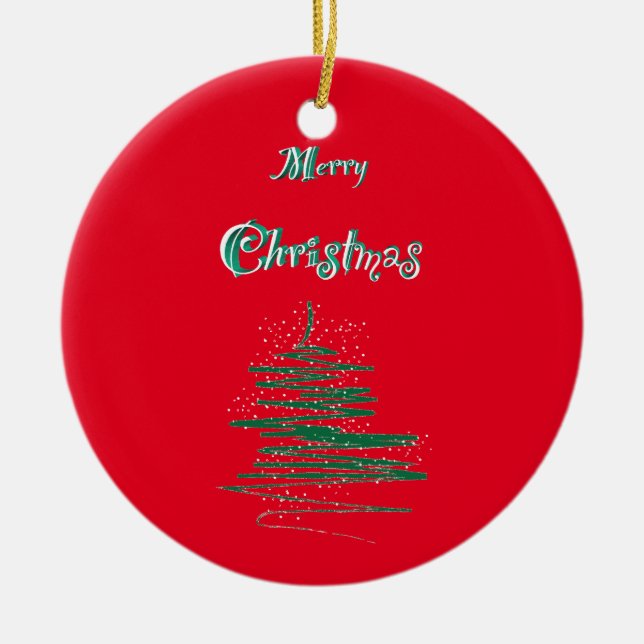 Merry Christmas Tree Snowflakes Ceramic Tree Decoration (Front)