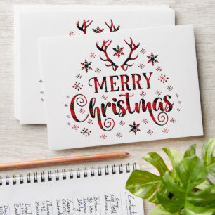 Merry Christmas Tree Snowflakes Envelope