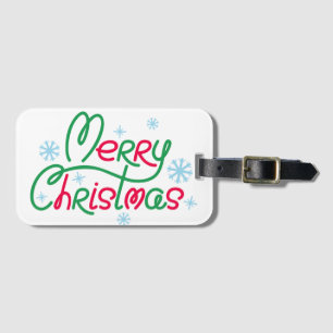Merry Christmas Tree snowflakes Santa's Hat Gifts Luggage Tag
