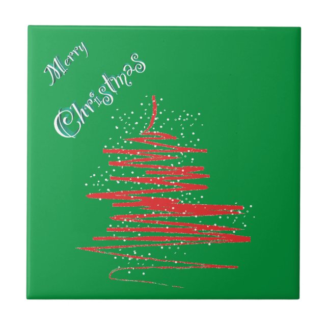 Merry Christmas Tree Snowflakes Tile (Front)