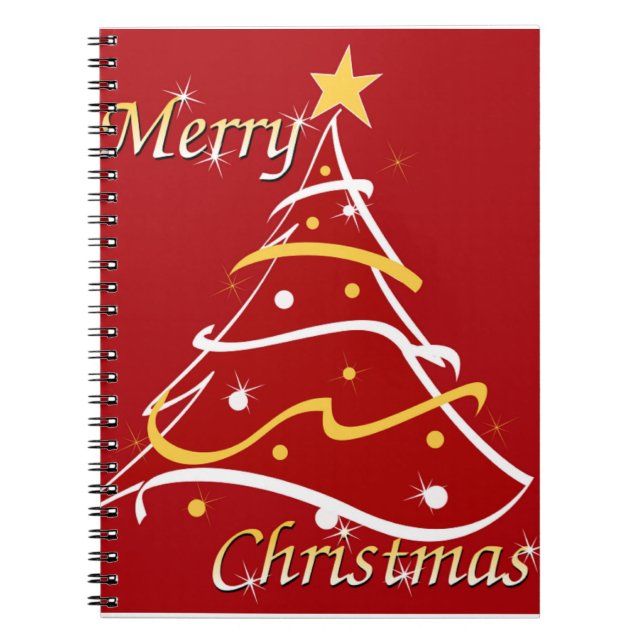 "MERRY CHRISTMAS" TREE SPIRAL NOTEBOOK (Front)