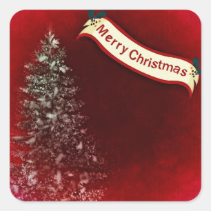 Merry christmas tree square sticker
