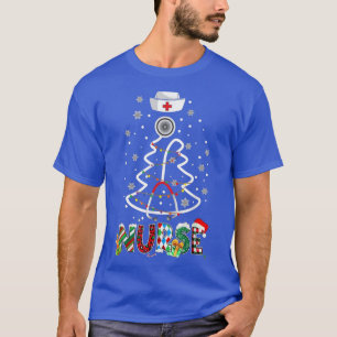 Merry Christmas Tree Stethoscope Nurse Christmas W T-Shirt