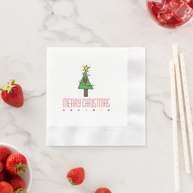 Merry Christmas Tree String Lights  Napkin (Insitu)
