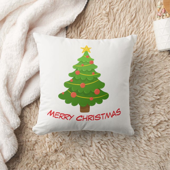 Merry Christmas Tree Throw Pillow (Blanket)